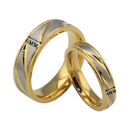 HIJONES Jewellery Womens Stainless Steel 18k Gold Plated Twill Promise Wedding Ring Size U