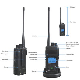 SAMCOM Two Way Radios Long Range Rechargeable, Heavy Duty 2-Way Radio for Adults,5 Watt High Power Walkie Talkie FPCN30A Battery/Group Call Function (Black 1 pcs)