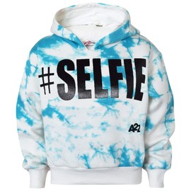 A2Z 4 Kids Girls Tracksuit Cropped Hoodie with Joggers - T.S Crop #Selfie Tie Dye Blue 11-12