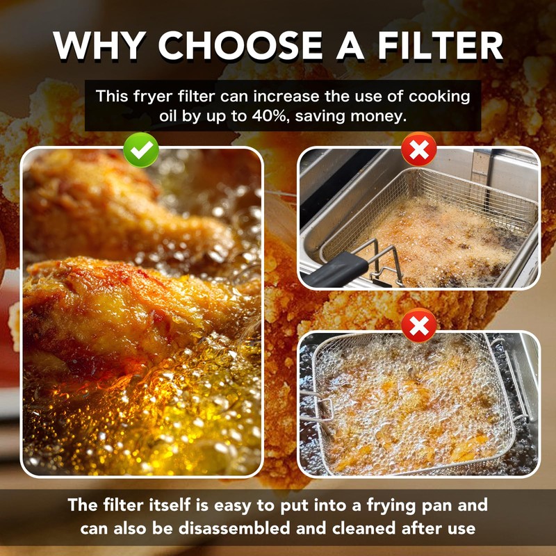 ZUCCIO Commercial Deep Fryer Filter Skimmer Basket (13.75" x 13.6")