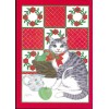 Cat with green apple Christmas card #9 - 1 card