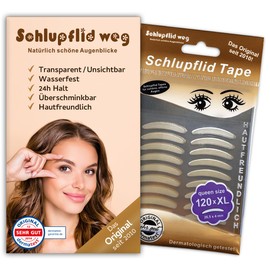 Eyelid Tape "SCHLUPFLID TAPE®" - Eyelid lift without surgery, slip-on eyelid strips for beautiful open eyes, invisible eyelid lift strips, eyelid tape for droopy lids (XL (120x))