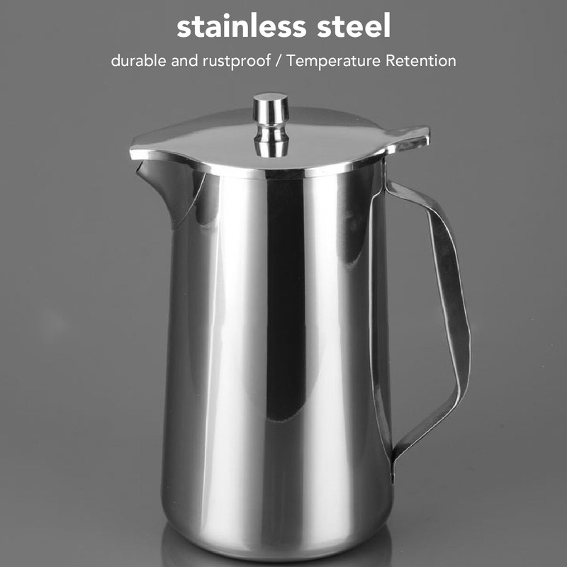 Stainless Steel Pitcher with Lid, 2L Water Pitcher with Ergonomic