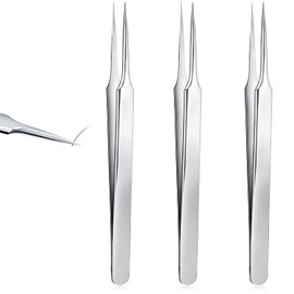 3 Pieces Ingrown Hair Tweezers Stainless Steel Splinter Tweezers Pointed Blackhead Remover Precision Eyebrow Tweezers for Facial Hair, Ingrown Hair, Splinter and Blackhead Remover (Silver)