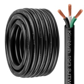 Kimbluth 10 Gauge 3 Conductor Wire SJTW Outdoor Extension Power Cable 10FT, 10/3 Wire Heavy Duty Pure Copper Electrical Wire for Lawn, Battery, Automotive, Outdoors