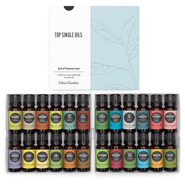 Edens Garden Top Essential Oil 24 Set, Best 100% Pure Aromatherapy Intro Kit (for Diffuser & Therapeutic Use), 10 ml