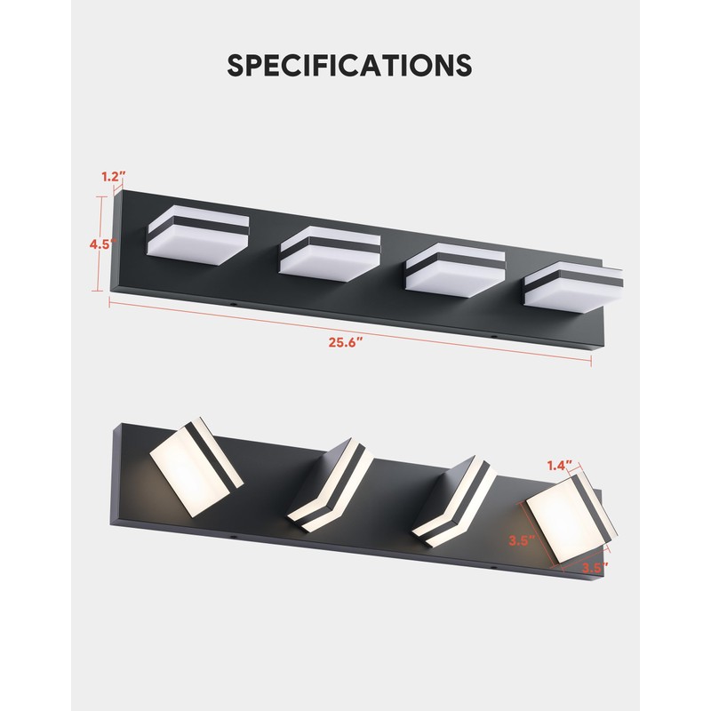 VONLUCE Bathroom Vanity Light Fixture, 4-Light Modern LED Vanity Light,