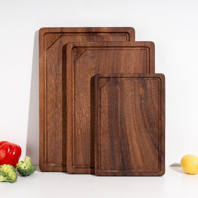 Fun Memories Black Walnut Cutting Board for Kitchen, Reversible Large