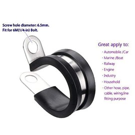 3/16 Fuel Line Tubing Mounting Clamps Stainless Steel 304 Cable Clamp Hardware Rubber Cushioned Insulated Metal Clamp Tube Holder for Tube Pipe or Wire Cord Installation Pack of 10 pcs