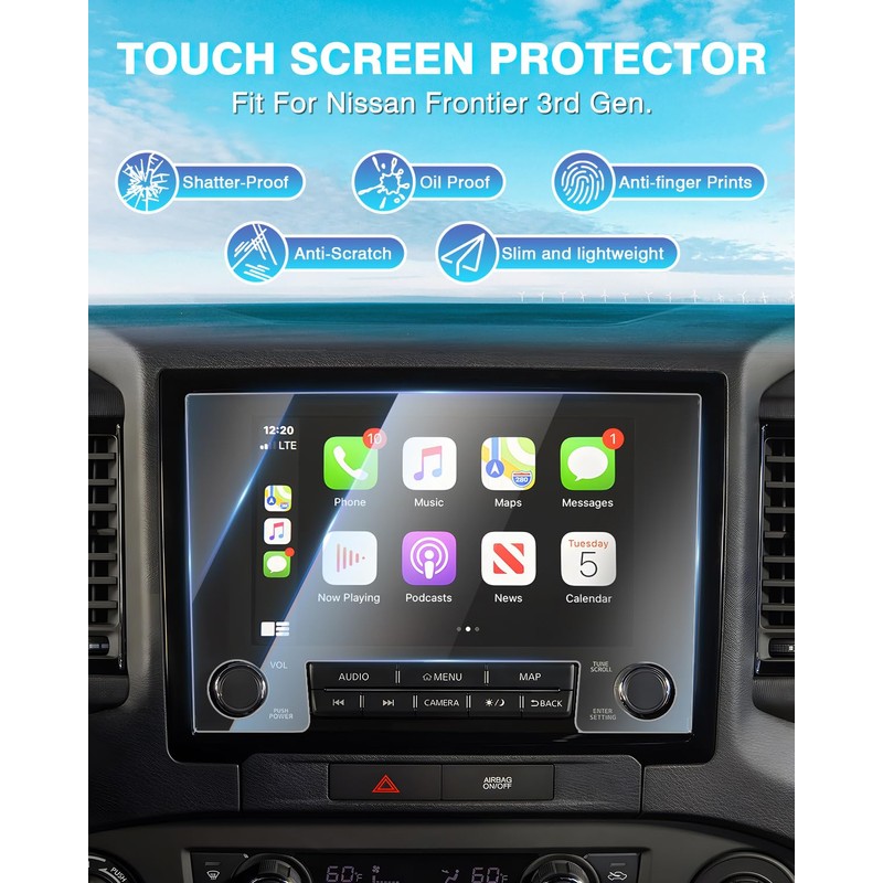 Karltys [Upgrade] 2 Pack 2022-2024 Nissan Frontier 9-InchTempered Glass Screen