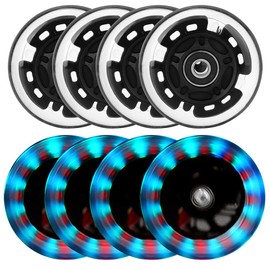 8 Pack Light Up Inline Skate Wheels 64mm 72mm 76mm 80mm Inline Wheels with ABEC-9 Bearing for inline Skate Wheels - 85A Inline Wheels for Indoor & Outdoor