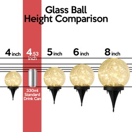 Luces solares IP65 impermeables para exteriores, bolas de luz solar LED para decoración de césped, jardín, patio, mesa, decoración artística de patio, paisaje iluminado, esfera de vidrio agrietado,