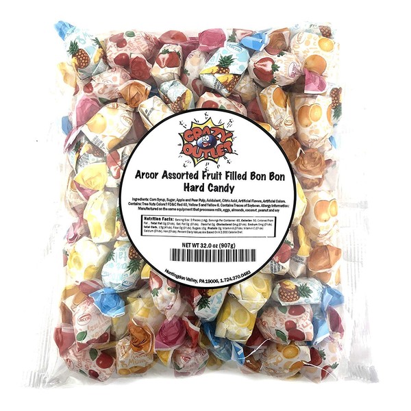Arcor Assorted Fruit Filled Bon Bon Hard Candy, Individually Wrapped, 2 Lbs