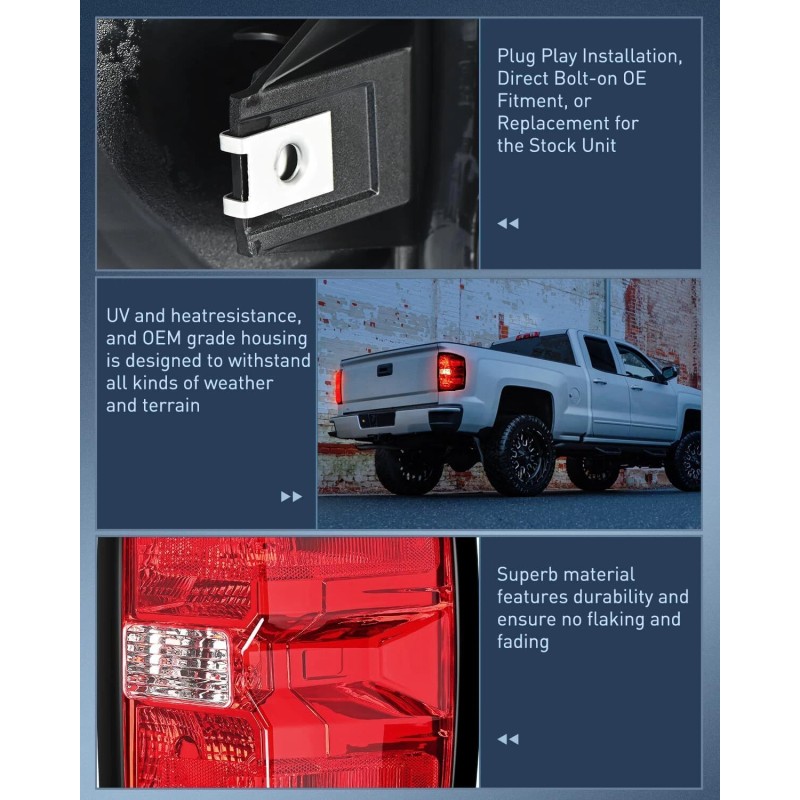 Nilight Taillight Assembly for 2014-2019 Chevy Silverado 1500 2500 HD