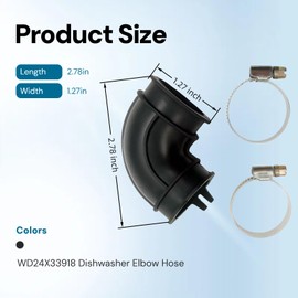 Upgrade WD24X33918 Dishwasher Circulation Pump To Sump Elbow Hose and Clamps Kit Includes Two Clamps For some GE dishwasher