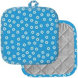 [Pack of 2] Pot Holders for Kitchen, Washable Heat Resistant Pot Holders, Hot Pads, Trivet for Cooking and Baking ( Jewish Hanukkah Star )
