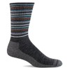 Sockwell Men's Camp Stripe Crew Sock, Charcoal, L/XL, Dark Grey,