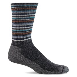 Sockwell Men's Camp Stripe Crew Sock, Charcoal, L/XL, Dark Grey, Large-X-Large, darkgray