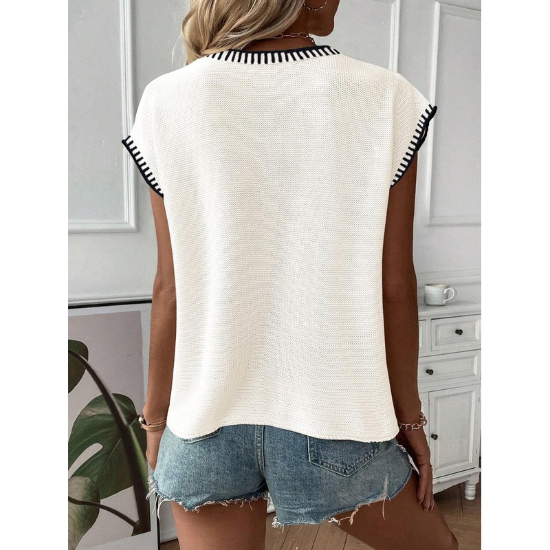 Summer Tops for Women 2025 Trendy Casual Cap Sleeve Knitted