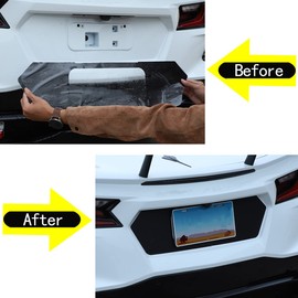 Rear License Plate Frame Sticker Trim Polyvinyl Chloride 1PCS Compatible with Corvette C8 Stingray 2020-2023 License Plate Frame Decorative Decal (Style A)