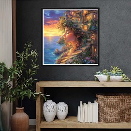 VAIIEYO - Kit de arte de diamantes para mujer, 5D para adultos, paisaje de pintura de diamantes, kit de pintura de diamantes, taladro completo, redondo de diamantes de imitación, lona para decoración