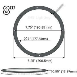JHB Pair 8" Bluetooth Remote RGB LED Rings Lights for Subs Sound Audio Speakers