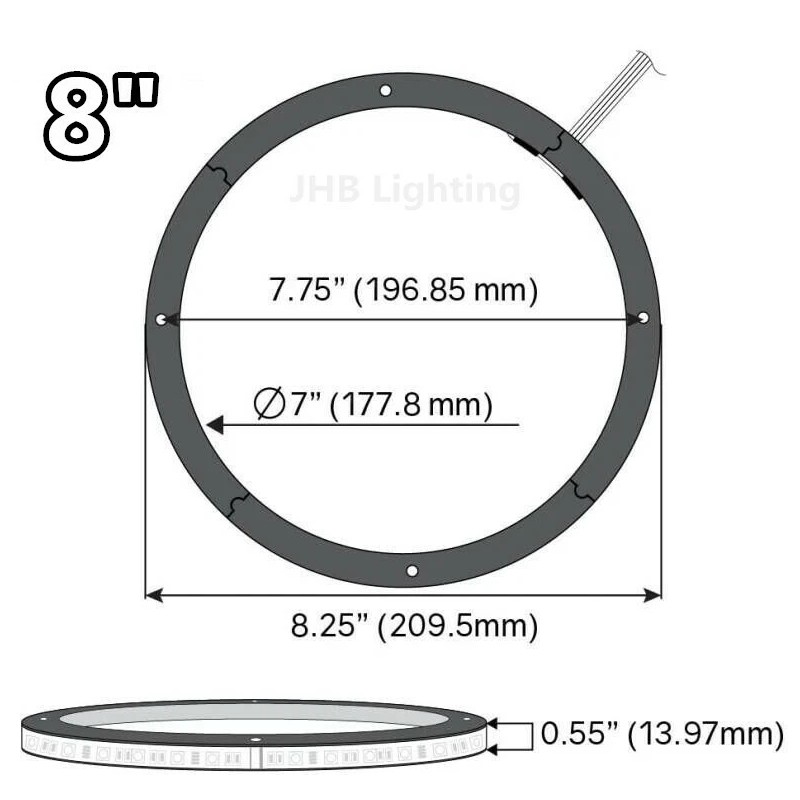 JHB Pair 8" Bluetooth Remote RGB LED Rings Lights for