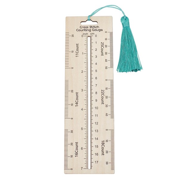FREEBLOSS Wooden Stitch Counting Gauge Wooden Knitting Measuring Tool Cross