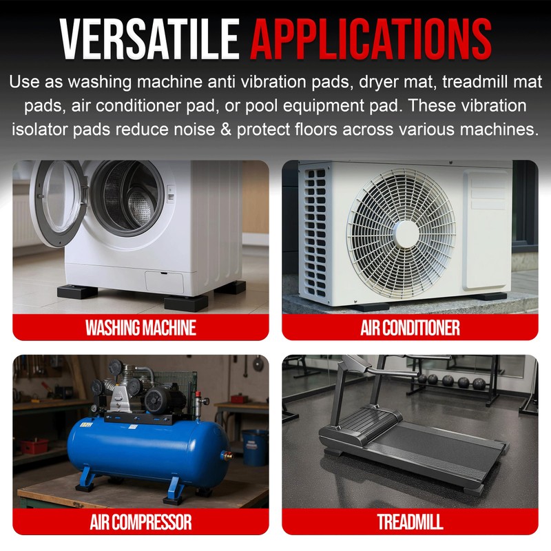 USA Made Rubber Anti-Vibration Pads - Heavy Duty Vibration Isolation