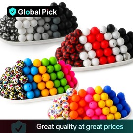 15mm Silicone Bead, 50pcs/set Round Printed Bead, DIY Jewelry Making Supplies for Bracelet Necklace Earrings Pendant, DIY Beading Accessories:_color 31_50pcs