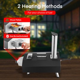 Outdoor Pizza Oven Wood Fired and Gas, 90 Seconds for 12" Pizza, 1000°F Fast Cooking, Oven for Grill, Camping, Backyard, Tailgating, Includes Pizza Stone and Gas Hose