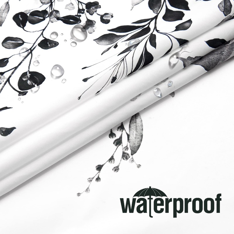 Gibelle Black and White Eucalyptus Shower Curtain, Grey Watercolor Plant