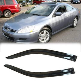 Puermto Side Window Wind Deflector, 2pcs Out-Channel Tape-On Dark Smoke Rain Guards Set, Window Visor fit for 2003-2007 Honda Accord 2-Door Coupe 92349