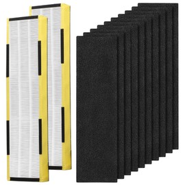 Replacement FLT5000 HEPA Filter C for GermGuardian Air Purifier AC5000, AC5000E, AC5250PT, AC5350B, AC5350BCA, AC5350W, AC5300B, 2 Pack FLT5000 Filters & 10 Pack Activated Carbon Filters