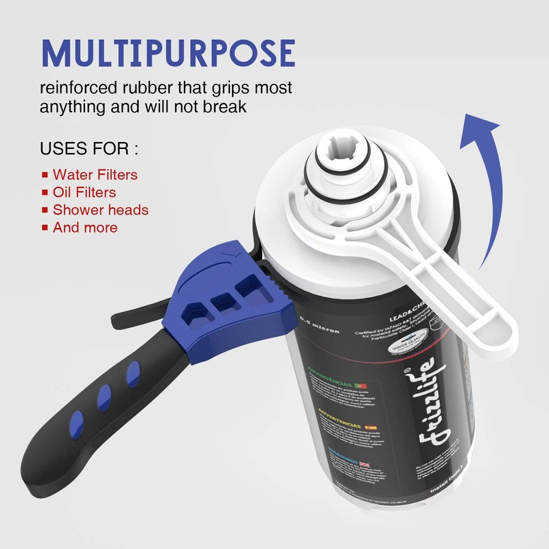 FRIZZLIFE Adjustable Rubber Strap Belt Wrench Kit For Water Filter