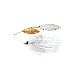 War Eagle Nickel Frame Hammered Double Willow Spinnerbait White Silver Skirt 3/8 oz.