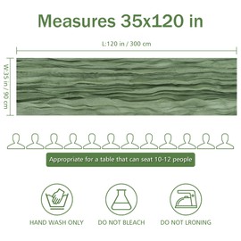 14 Pack 10Ft Cheesecloth Table Runners,35x120 Inch Long Boho Gauze,Rustic Wedding Decor Cheese Cloth Table Runners,Runner for Table,Table Runners Bulk,Romantic Birthday Party