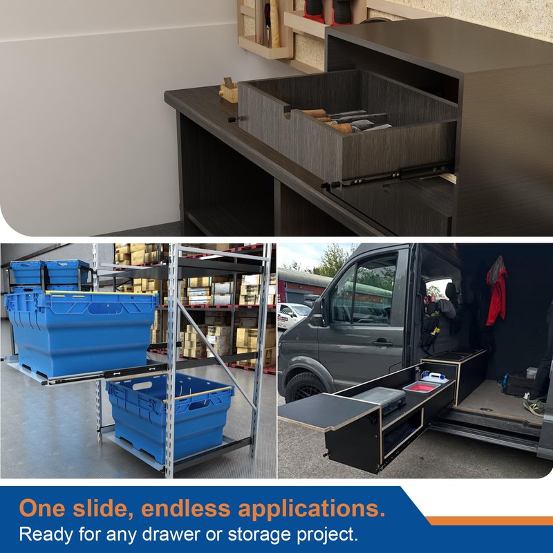 VADANIA 12" Black Heavy Duty Drawer Slide with Lock #D53,