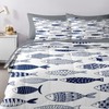 Nesker 5 Pcs Comforter Set Twin Size, Fish Nautical Blue