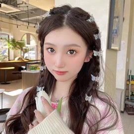 Mini Butterfly Hair Claw Clips Transparent Butterfly Barrettes Hairpin White 10 PC Decorative Small Hair Clip for Thin Thick Hair No Slip Bride Flower Girl Wedding Hair Accessories for Women Girls