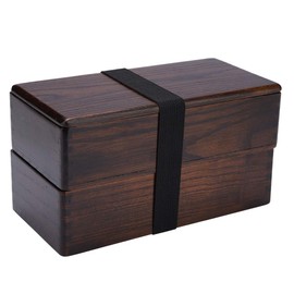 Lunch Boxes, Japanese Traditional Natural Square Wooden Lunch Container Double Layer Natural Wooden Box for Picnic Sushi
