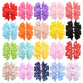 Choicbaby 40pcs Baby Girls Grosgrain Ribbon Pinwheel Hair Bows Alligator Clips Hair Pins Barrettes for Toddler Infants Newborn Kids