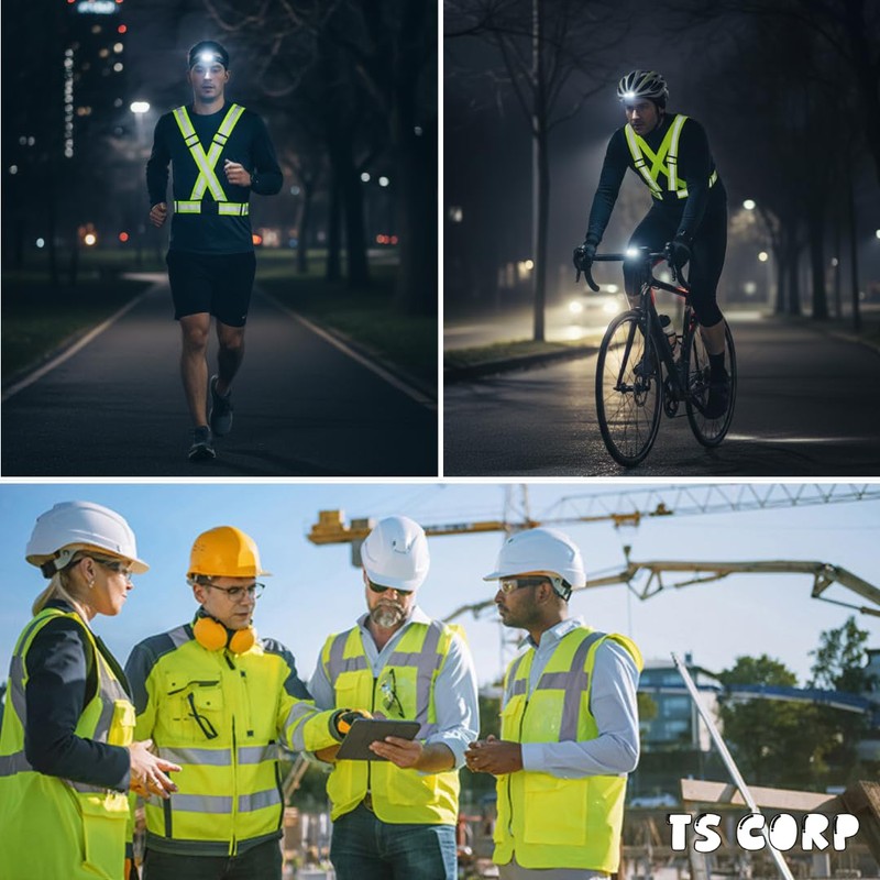 TS.CORP Reflective Vest, Safety Vest, Patrol Vest, Adjustable, High Visibility,