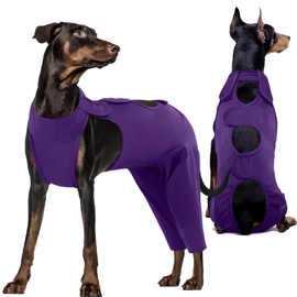 Kuoser Dog Recovery Suit for Back Legs, Thigh Wound Protective Sleeve for Dogs, Dog Recovery Sleeve for Female Male Dogs, Dog Onesie After Surgery Pet Surgical Suit for Spay Neuter, Purple L