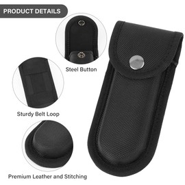 Nylon Pocket Knife Holder, 5''-5.5'' Folding Knife Sheath with Snap Closure & Belt Loop, Vertical/Horizontal Knife Case for Belt, Pocket Knife Holster for Multitool, Swiss Army Knife