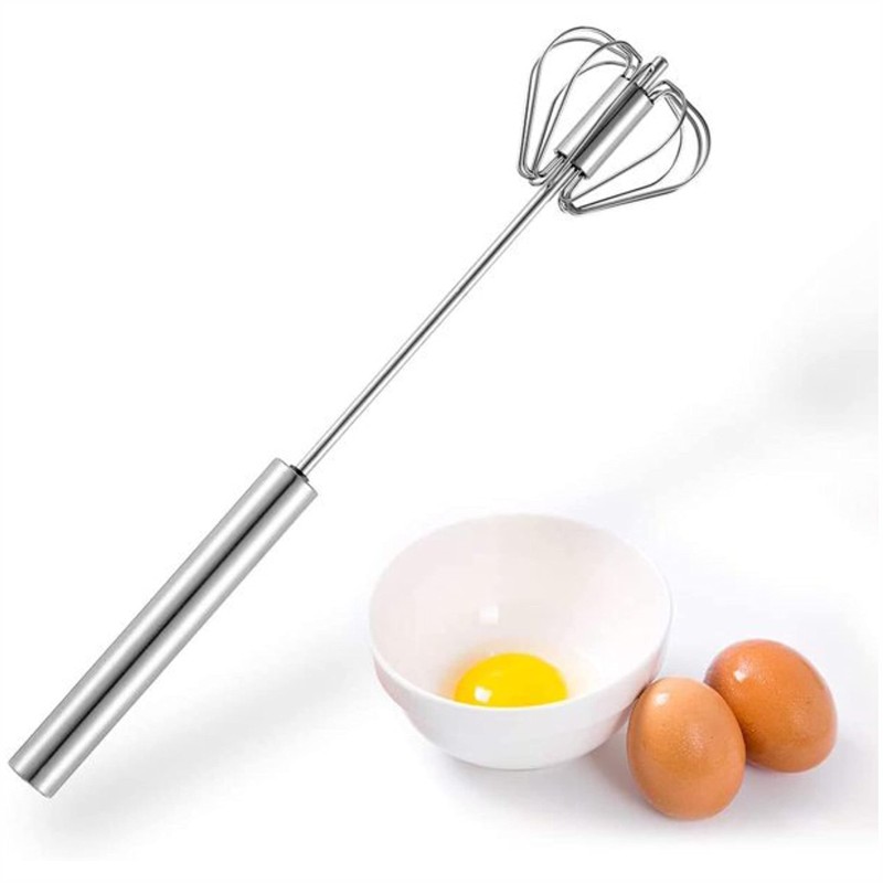SUL Stainless Steel Spring Action Egg Whisk, Rotatory Whisk Blender,