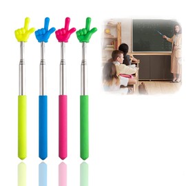 Extendable Pointer Sticks, RCIDOS Pack of 4 Finger Pointer Sticks, Extendable Pointer for Presentations, Baton, Extendable Teacher Pointer for School Lessons and Reading Children