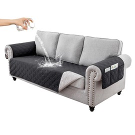 RAPRAP Sofa Cover 3 Seater 100% Waterproof Sofa Protector with Side Pockets for Kids, Pets, Dogs, Durable Non-Slip Three Seater Couch Covers, Washable,Green,3 Seater