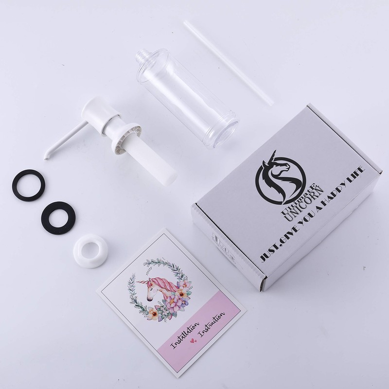 White Sink Soap Dispenser for Kitchen Sink (White), Built-in and