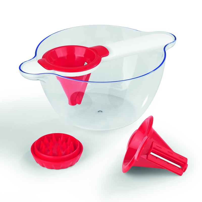 GOURMETmaxx 06552 Spiralschneider mit Salatschüssel rot/weiß